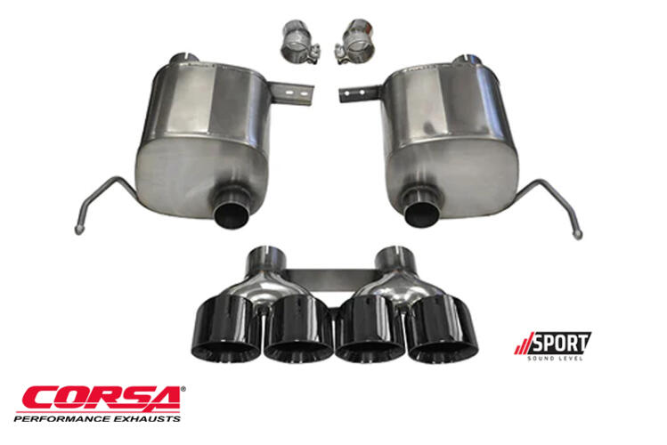 CORSA AXLE-BACK EXHAUST SYSTEM - SPORT  BLACK - 2014-2019 CORVETTE